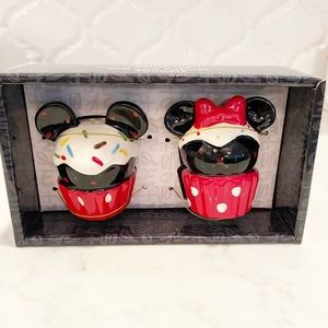 Mickey and Minnie Mouse Salt & Pepper Shakers Cupcake Icing Ceramic